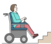 Frau im Rollstuhl steht vor einer Treppe