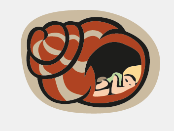 Muschel mit Kind innen