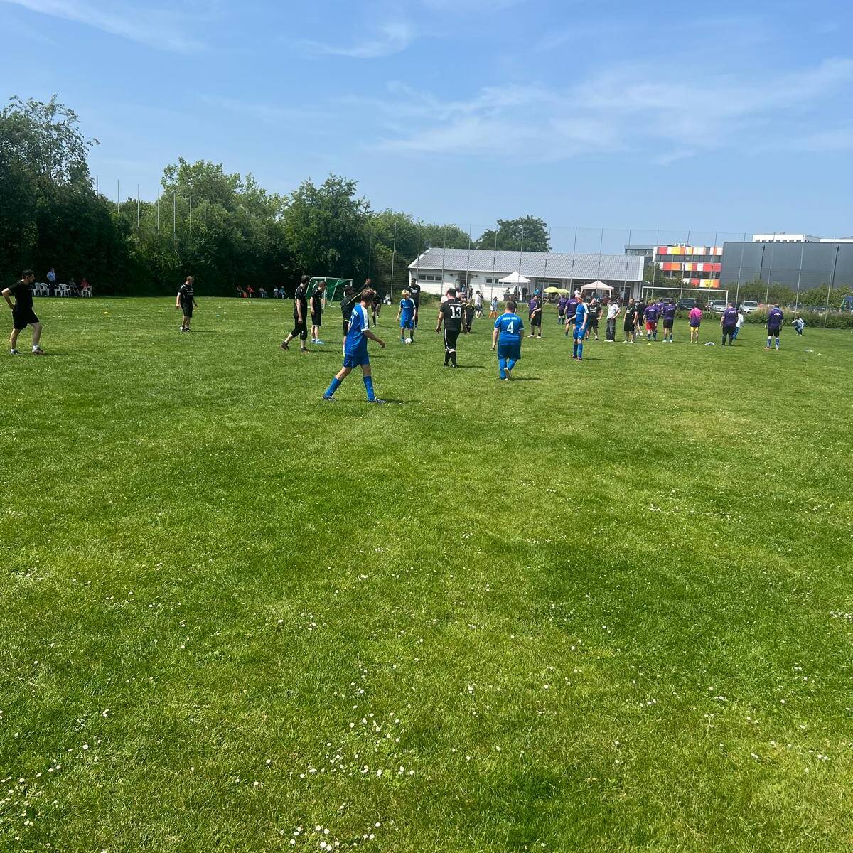 Viele Spieler auf dem Spielfeld.