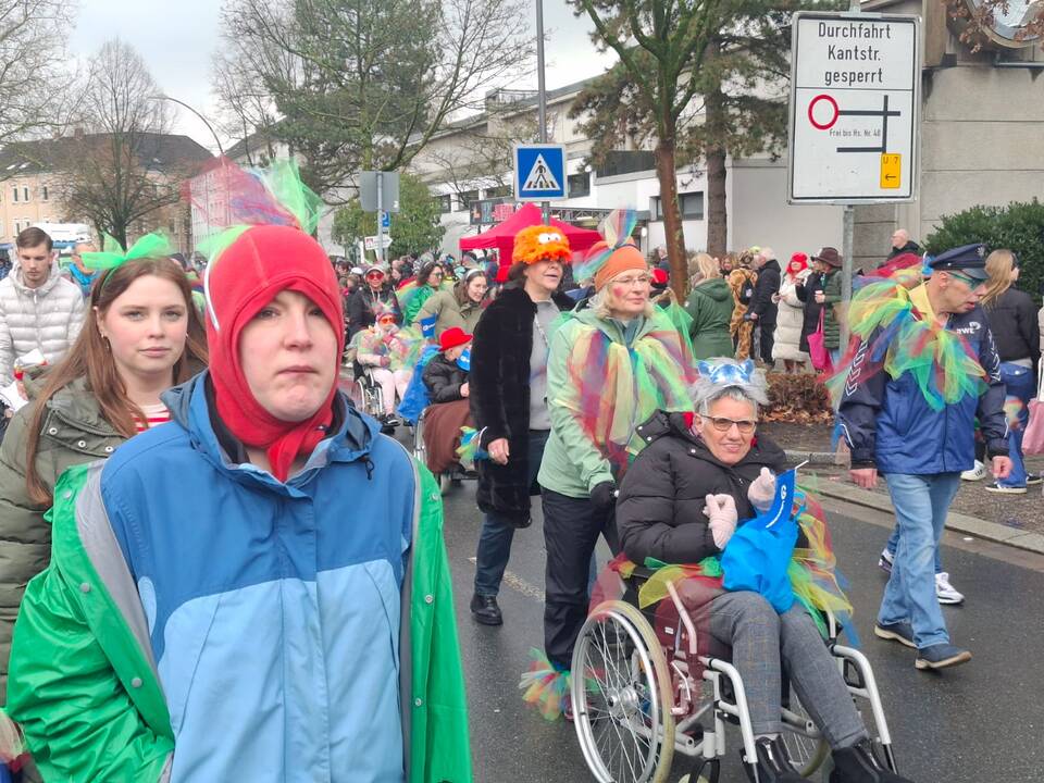 Bunter Karnevalzug auf der Straße